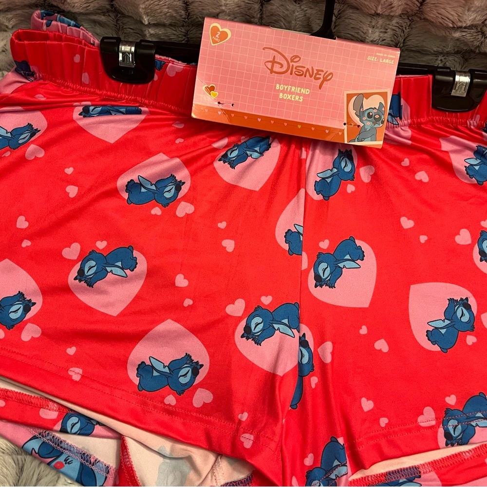 Disney Stitch Boyfriend Boxers 2-Piece Set Women Large